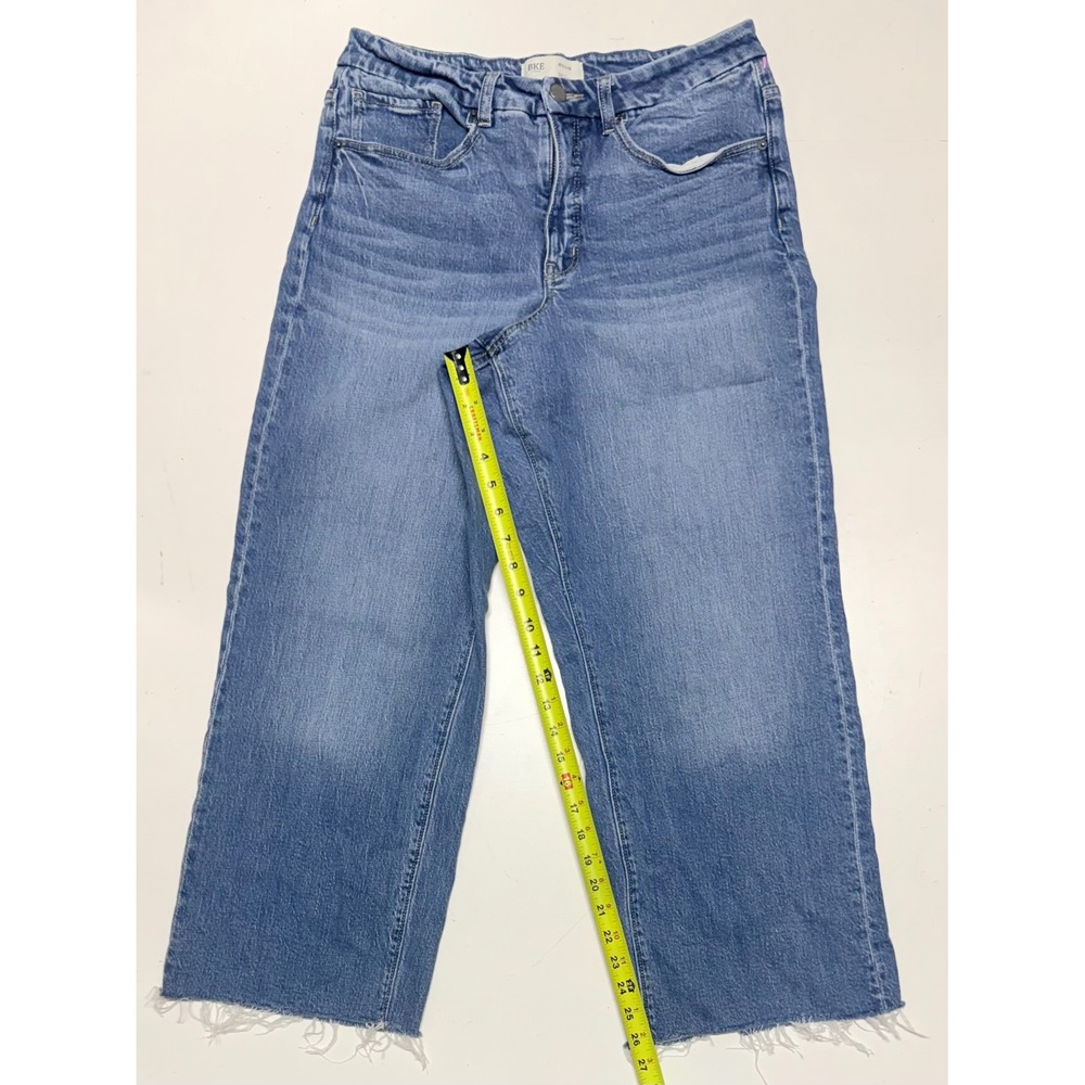 BKE Billie High Rise Cropped Wide Leg Jeans Blue Medium Wash Raw Hem 31x27